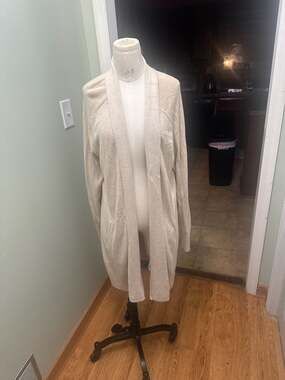 Banana Republic Beige Open Front Longline Modal Cotton Cardigan Sweater